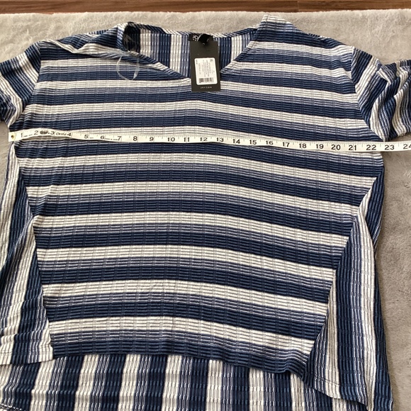 NWT blue and white stripe long sleeve Jones New York tee size L - Picture 7 of 9